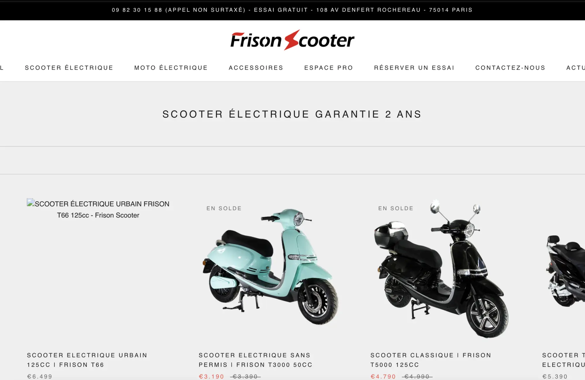 Site de Frison Scooter, scooter électrique, de 2020 à 2023