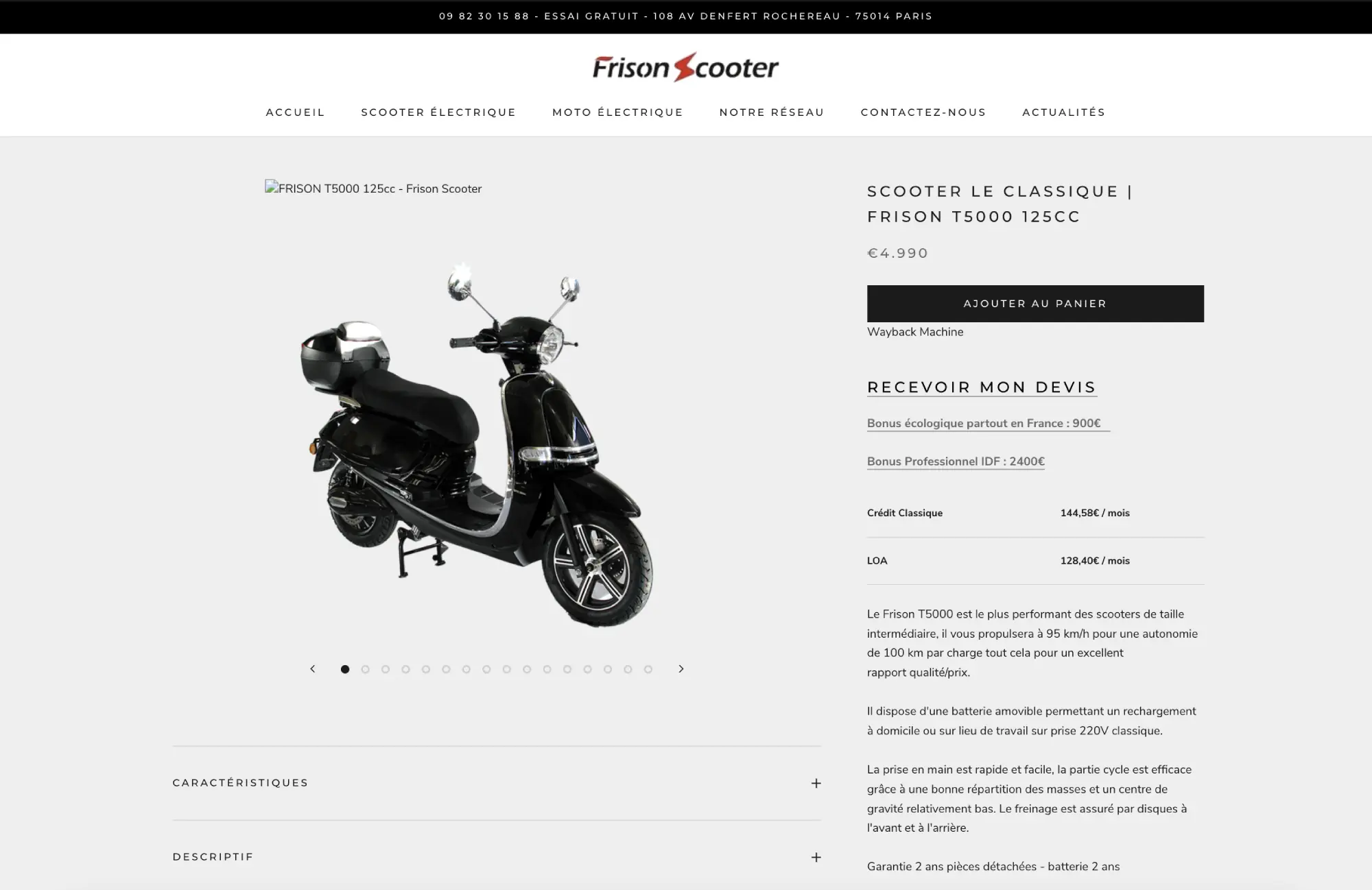 Site de Frison Scooter, T5000, de 2020 à 2023
