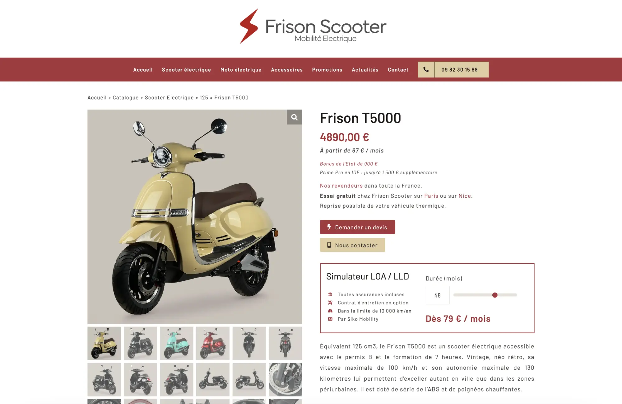 Copie d'écran du site Frison Scooter